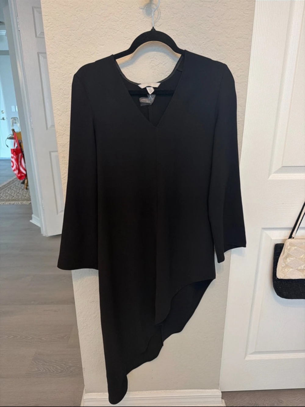 Asymmetric Black V-Neck Women’s Dress